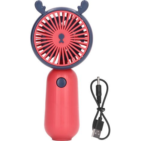 Ventilateur portable mini rose rouge en forme de corne d'animal, rechargeable par USB, idéal pour les voyages. Fonctionne sur piles.-AquaForge (1/5)