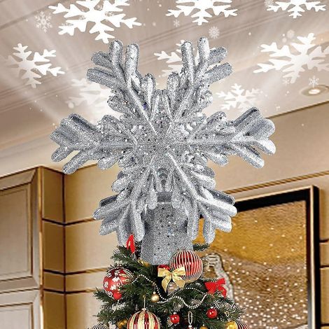Weihnachtsbaumspitze, beleuchtete Sternbaumspitze für den Innenbereich mit drehbarem 3D-Effekt (1/5)
