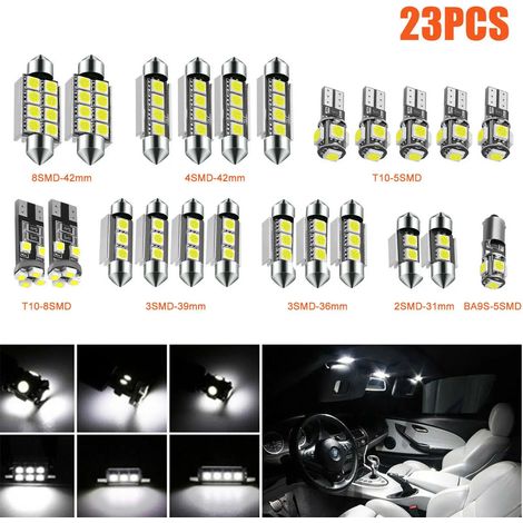 Kit de 23 lampes de lecture intérieures pour voiture, ampoules LED T10 5050 W5W à double décodage. (1/5)