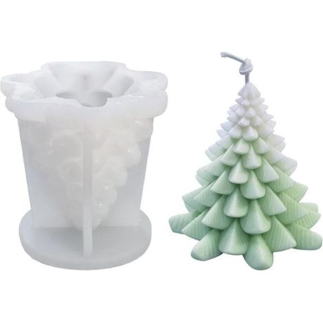 Moule à bougies de Noël, QttvbTna, silicone, forme sapin, blanc (1/4)