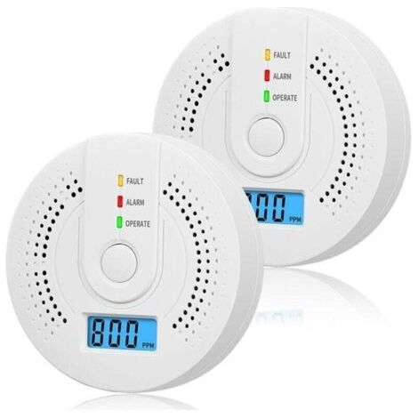 BARKBUSTERS Lot de 2 détecteurs de monoxyde de carbone à piles avec écran LCD numérique pour maison, cuisine, restaurant, hôtel, bureau - Piles non incluses (1/4)