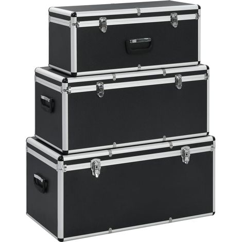 Cajas de almacenamiento 3 unidades aluminio negro