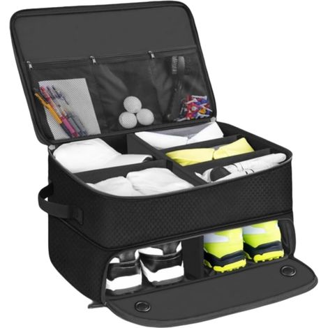 Boîte de Rangement de Voitures de Golf Multi-Compartiments avec Compartiment à Chaussures - Accessoires D'Organisateurs de Coffre de Golf (1/5)