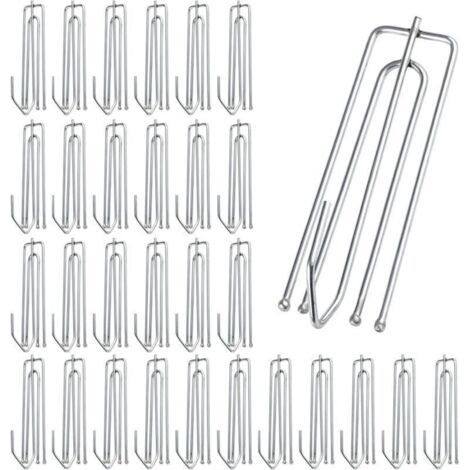 Lot de 30 crochets de rideau en acier inoxydable avec 4 dents - Crochets en métal pour rideau de douche, de fenêtre, de porte et de douche (1/4)