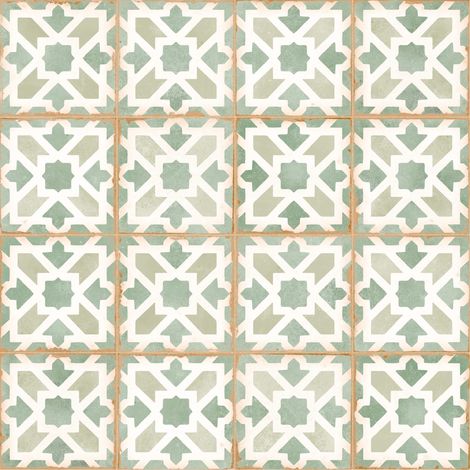 Carrelage effet Carreau ciment Alzari Vert 12,4x12,4x0,8 cm Serano - Sol et mur intérieur (vendu par carton de 0,49 m²) - RO'MA CARRELAGE
