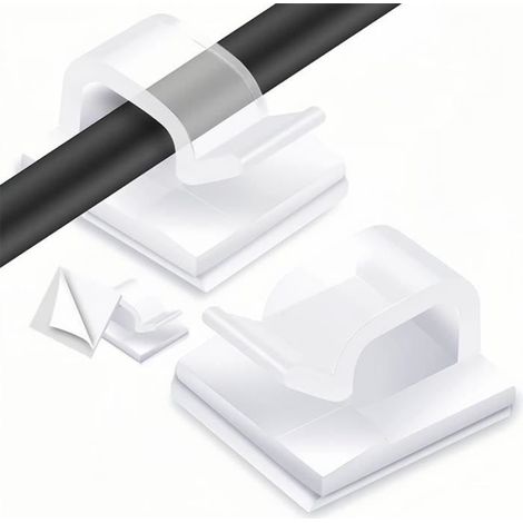 70 Stück transparente, selbstklebende Kabelclips, Kabelclips für das Kabelmanagement im Büro, Wandkabelhalter zur Organisation (1/4)