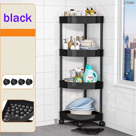 Support de douche forte capacité de charge de salle de bain à 4 niveaux, chariot de cuisine mobile avec roulettes, d'angle (34,580CM) (1/5)