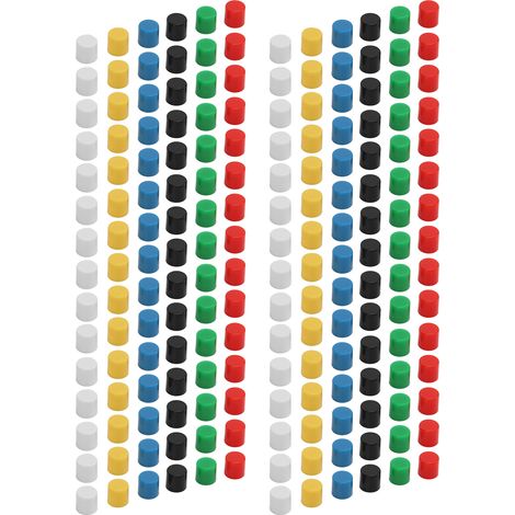Ensemble de 180 capuchons de boutons-poussoirs pour platine d'expérimentation, 6 couleurs, ronds, en plastique ABS. (1/5)