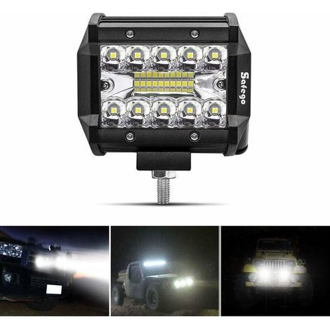 4" 60W Projecteur LED Lampe de travail Barre LED Phare 10800LM, Etanche IP67, Feux Antibrouillard pour Voiture Hors Route Tracteur Camion SUV ATV Bâteau 12V 24V Feux Diurne Lumière (1/4)
