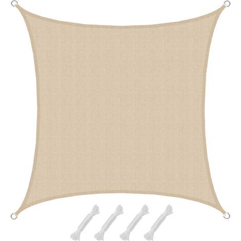 Voile d'ombrage UV 2x2 m HDPE carré – Protection solaire 80% UV – Résistant à la déchirure – Perméable à l'air et à l'eau – Amanka