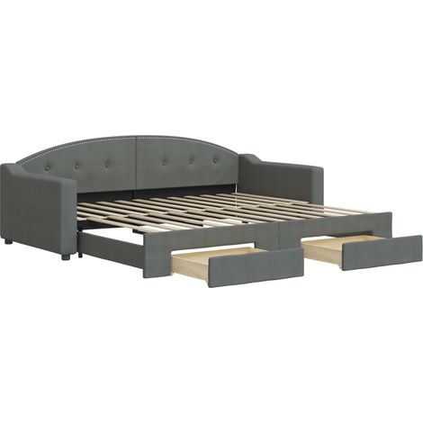 Maison Exclusive - Divano Letto Estraibile Cassetti Grigio Scuro 90x200cm Tessuto