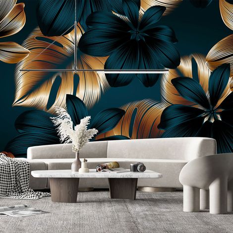 Papier peint panoramique - Fleurs tropicales - 130 cm x 73 cm (1/4)