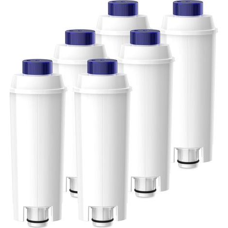 Filtres à eau compatibles avec les cafetières Delonghi Magnifica, Delonghi Dinamica et les séries ECAM/ETAM/ESAM/BCO, cartouche filtrante DLSC002, filtre adoucisseur d'eau (6 pièces) (1/5)