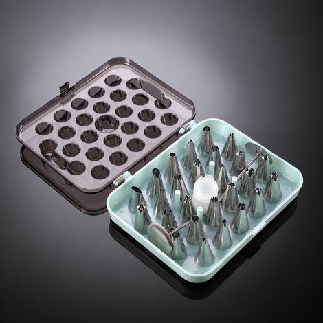 Coffret de 26 douilles de pâtisserie en boîte bleue en acier inoxydable 304 pour gâteaux 350 g – Livraison gratuite (1/4)
