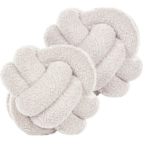 Coussins Nœud Blancs en Tissu Bouclé ⌀ 19 cm en Forme de Balle Ensemble de 2 Malni (1/5)