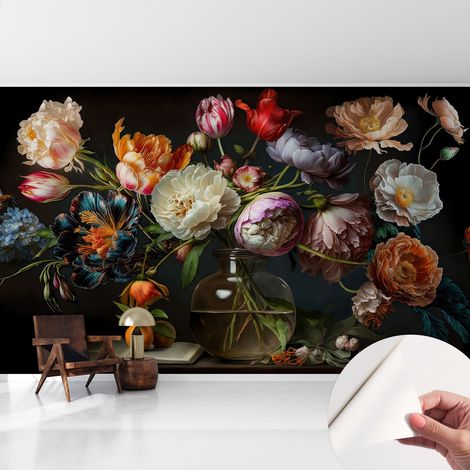 Papier peint adhésif décoratif pour chambre et salon Design moderne à poser facilement Bouquet de fleurs 416x254 cm (1/5)