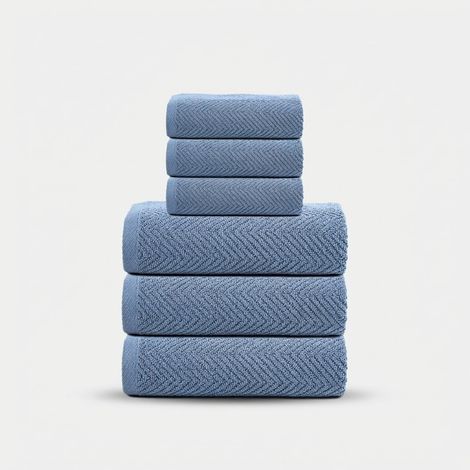 Set asciugamani bagno in cotone 3+3 Nuvella - Azzurro (1/2)