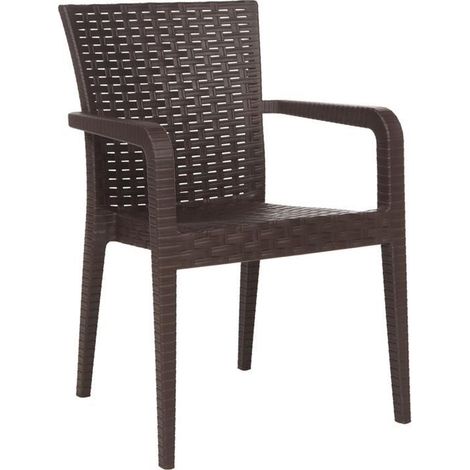 Poltrona Rattan XL Impilabile Marrone Albert 57x58x87 cm