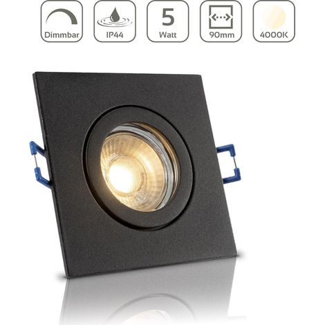 Einbauspot IP44 eckig - Farbe: Schwarz - LED Leuchtmittel: GU10 5W neutralweiß dimmbar (1/5)