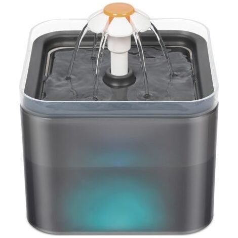 Fontaine à eau pour chat et chien - 2 l - Accessoire pour chat - Fonction veilleuse LED - Extrêmement silencieuse - Automatique - Avec filtre à charbon actif et pompe à eau(Gris) (1/5)