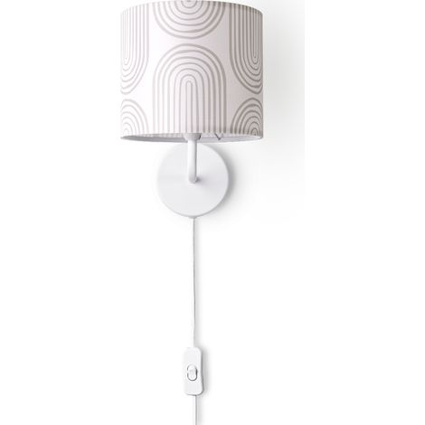 Paco Home Lampe À Poser Table De Chevet Abat-Jour En Tissu Applique Salon Vintage Lampe murale - Blanc, Design 6 (Ø18 cm)