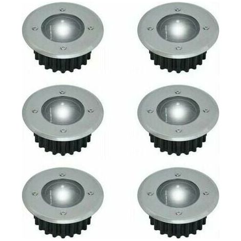 Laoa – Lot de 6 spots LED solaires encastrables ronds 85mm – Acier inoxydable – Autonomie 8h – Capteur de lumière intégré – Éclairage extérieur