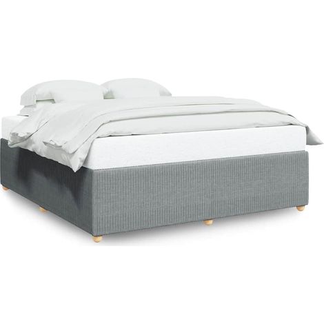 Lit double Lit adulte Cadre de lit sans matelas gris clair 180x200 cm tissu (1/5)