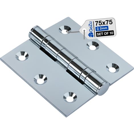 Lot de 10 Charnières à roulement 75 x 75 mm – Électro‑galvanisées (galvanoplastie) – Paumelles pliantes robustes pour meubles – GeZu Impex (1/5)
