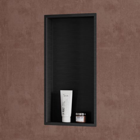 doporro Nicchia Doccia da Incasso Mensola da Parete per Bagno Ripiano Integrato Porta Shampoo 30x60x8.3 cm Nero