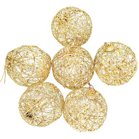Boule De Noël - Boules Décoratives En Métal Doré Avec Motif Échelle - Pour Arbre De Noël - Lot De 6 (1/5)