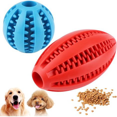 2 pelotas de juguete para perros, ø 6 cm, de caucho natural, para entrenar la inteligencia dental. (1/5)