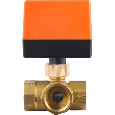Vanne à Bille Motorisée 3 Voies - Laiton DN25 AC 220V - Pour Chauffage Et Climatisation - 1 Pièce (1/5)