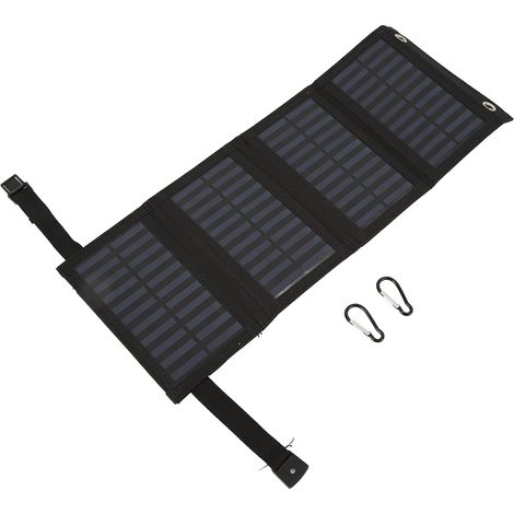 Panneau solaire pliable avec port USB 5,5 V 20 W monocristallin haute efficacité, étanche IP65, pour le camping et les activités de plein air (noir). (1/5)