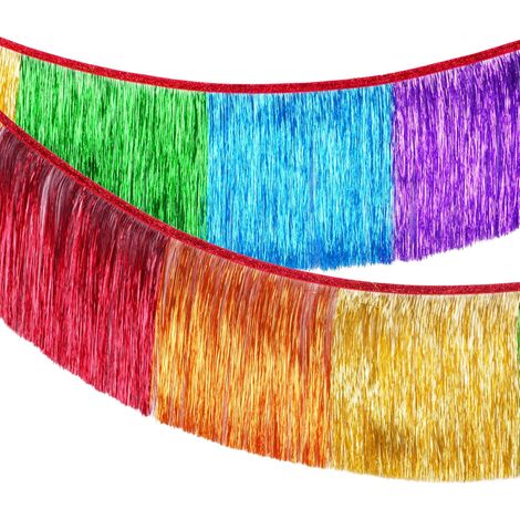 1 Guirlande à franges,Matériau PET,Rideau tinsel brillant,Décoration fête,Anniversaire,Mariage