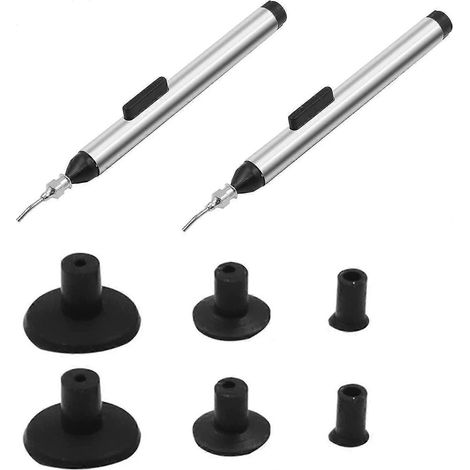 Stylo à vide avec 3 ventouses, outil de dessoudage pour petites pièces, idéal pour ramasser les puces, verre sans poussière (2 jeux, argent) (1/5)