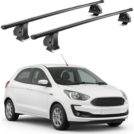 OMAC Stahl Dachträger Querträger Ford KA+ Schrägheck 2016-2019 – TÜV / DIN 75302:2019 – Abschließbar – Max. 75 kg – 2 Stangen – Schwarz (1/5)