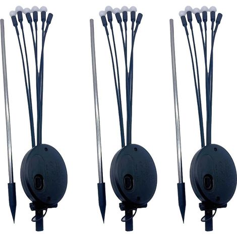 Lot de 3 lampes solaires lucioles, lampes de jardin, lampes d'extérieur étanches pour pelouse, décoration paysagère (lumière chaude) (1/5)