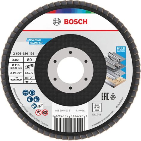 Bosch Disque à lamelles X451, 115 × 22,23 mm, K80, Z29, 15 pièces 15 pièces (1/5)