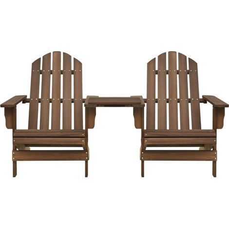 Chaises de jardin Adirondack avec table, Chaise de relaxation, Bois de sapin Marron OIB1088E (1/5)