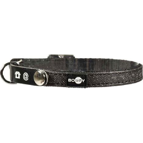 Collare nero in nylon glitterato con linguetta per indirizzo modello Glitter per gatti