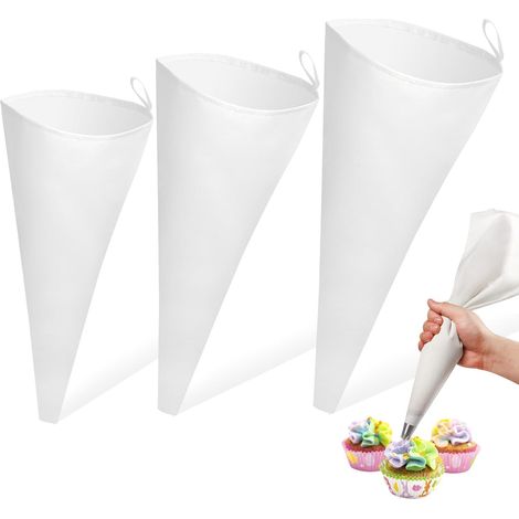 3-teiliges Set wiederverwendbarer Spritzbeutel, 30/35/40 cm, professionelle Spritzbeutel aus Baumwolle, ideal zum Dekorieren von Keksen, Cupcakes, Desserts und Torten.