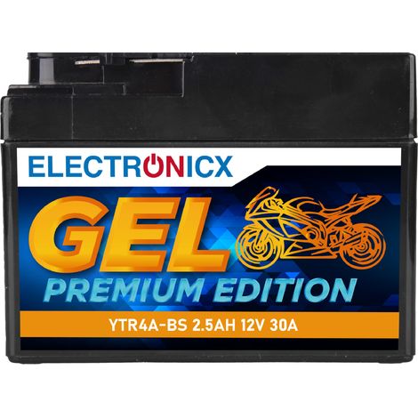 Electronicx YTR4A-BS GEL Roller Batterie 12V 2,5Ah 30A/EN - Hochleistungs-Motorradbatterie - Wartungsfrei & Auslaufsicher - Premium Batterie 12V (1/5)