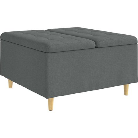 vidaXL Pouf de rangement avec coussin Gris foncé 80 x 80 x 45 cm tissu