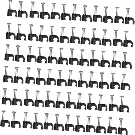 Lot de 1 D’agrafes de Câble Noires en Pe avec Clou en Acier pour Fils et Câbles 4 à 8mm Fixation Murale Solide (1/5)