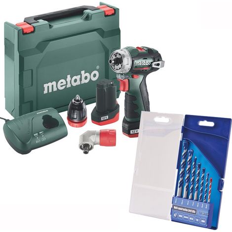 Metabo Pro Pack BS 18 L BL Q Quick Change Drill Right Angle Drill + Drill Bits (1/5)