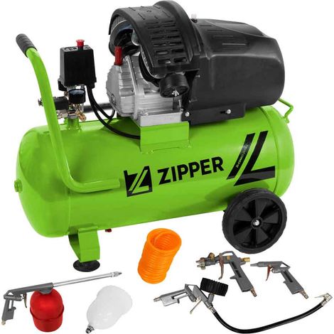 Compressore aria lubrificato 50lt bicilindrico accessori Zipper zi-com50-2v510e