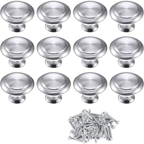 12 Pcs Furniture Knobs Round Kitchen Door Knobs Zinc Alloy Door Knobs Polished Chrome Cupboard Door Knob Kitchen Handle (1/5)