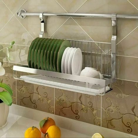 Égouttoir de cuisine pliable mural acier inoxydable (1/3)