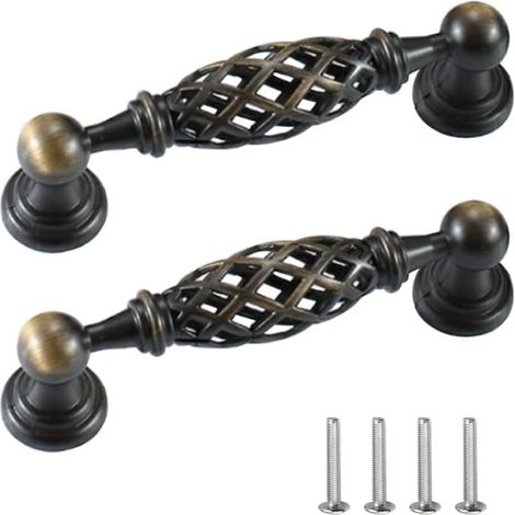 Set mit 2 antiken Bronze-Schubladengriffen – für Schubladentüren, Schränke, Badezimmer, Küchen – inklusive Schrauben