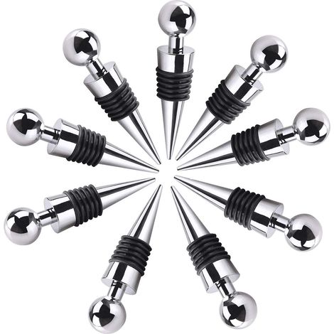 Bouchons à vin, lot de 10, pour bouteilles de vin (rouge, champagne, bière) - Protection optimale contre le gaspillage.